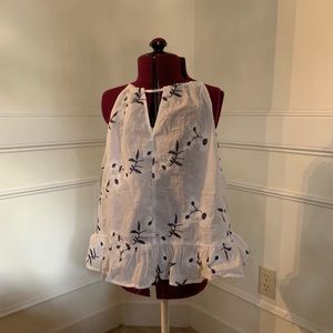 White and navy blue blouse